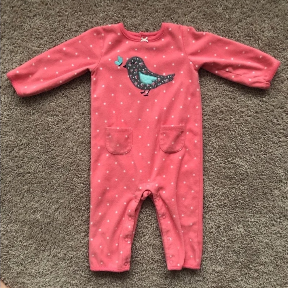 Baby bird polka dot romper